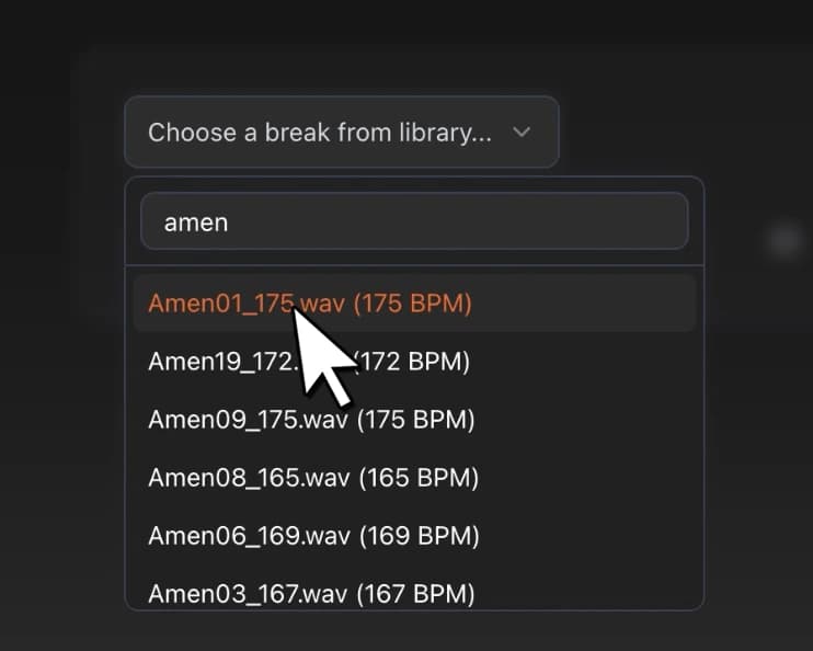 Selecting a break loop input in Brkcore